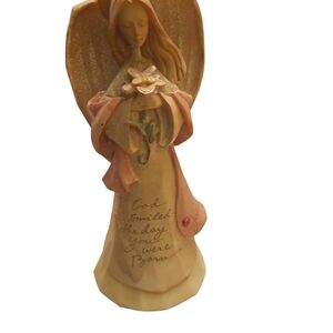Foundations Angel Figurine God Smiled The Day You Were Born Enesco Faith 7.5 in